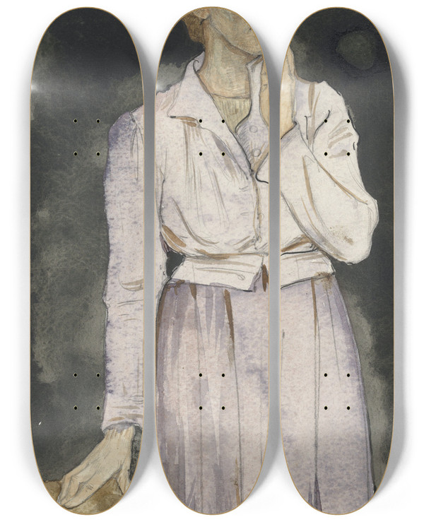 Triptych art skateboard deck of Richard Nicolas Roland Holst Staande Vrouw_2 by Richard Nicolaus Roland Holst (1868-1938)