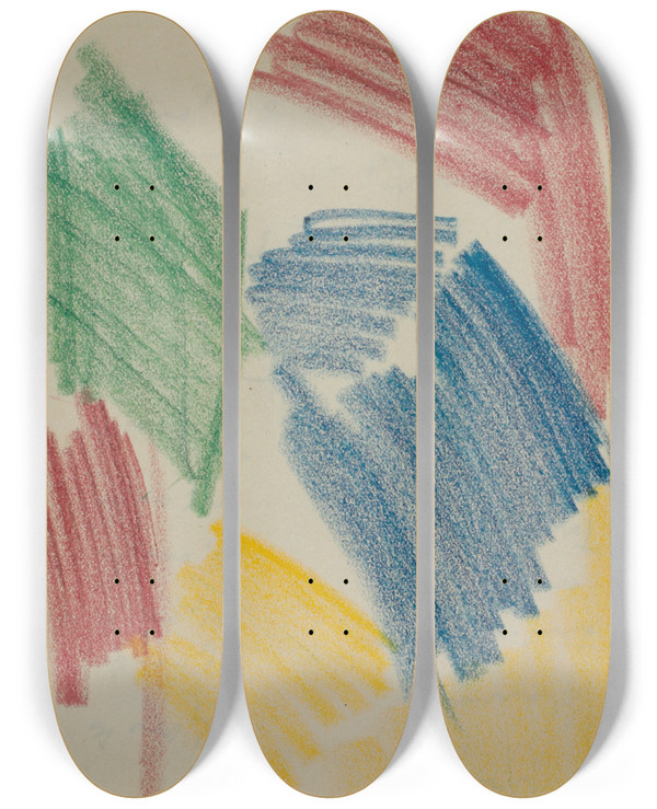 Triptych art skateboard deck of Edvard Munch Untitled 7 by Edvard Munch (1863-1944)