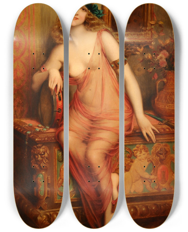 Triptych art skateboard deck of Franois Martinkavel Bailarina by Franois Martin-Kavel (1861-1931)