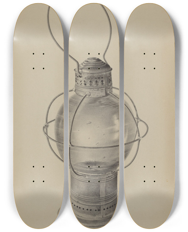 Triptych art skateboard deck of Amelia Tuccio Hand Lantern_2 by Amelia Tuccio (20-)