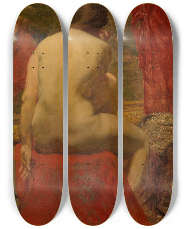 Triptych art skateboard deck of Gustave Vanaise Model by Gustave Vanaise (1854-1902)