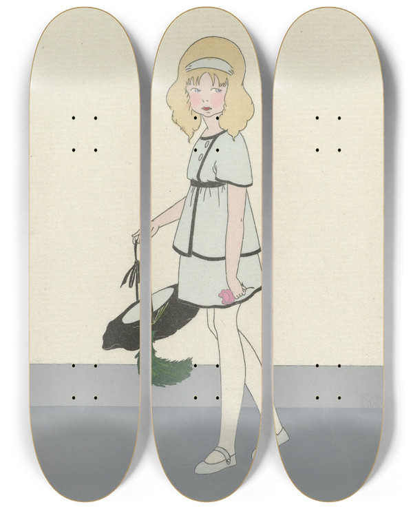 Triptych art skateboard deck of Ray Robe De Fillette by Ray