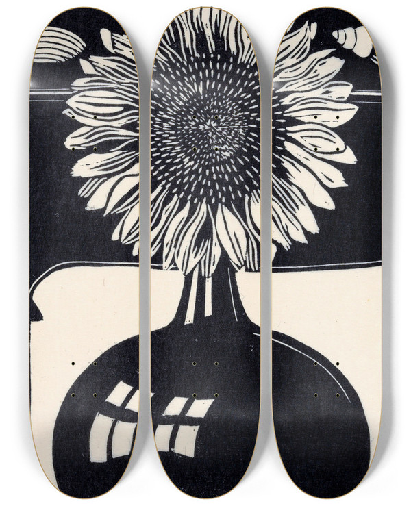 Triptych art skateboard deck of Samuel Jessurun De Mesquita Zonnebloem by Samuel Jessurun De Mesquita (1868-1944)