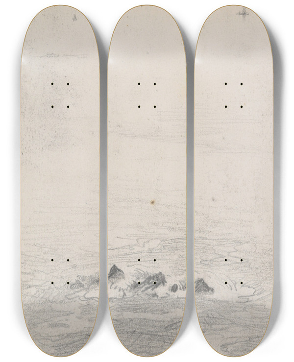 Triptych art skateboard deck of John Singer Sargent Coastal Scene by John Singer Sargent (1856-1925)