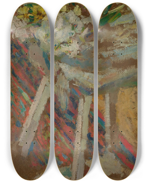 Triptych art skateboard deck of Douard Vuillard Flowers On A Stool by douard Vuillard (1868-1940)