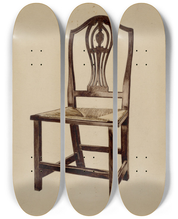 Triptych art skateboard deck of Mccarthy And Donald Donovan Dining Chair by McCarthy and Donald Donovan