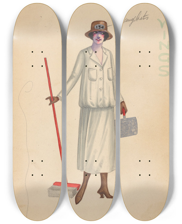 Triptych art skateboard deck of Will R Barnes White Wings 8 by Will R Barnes (1939)