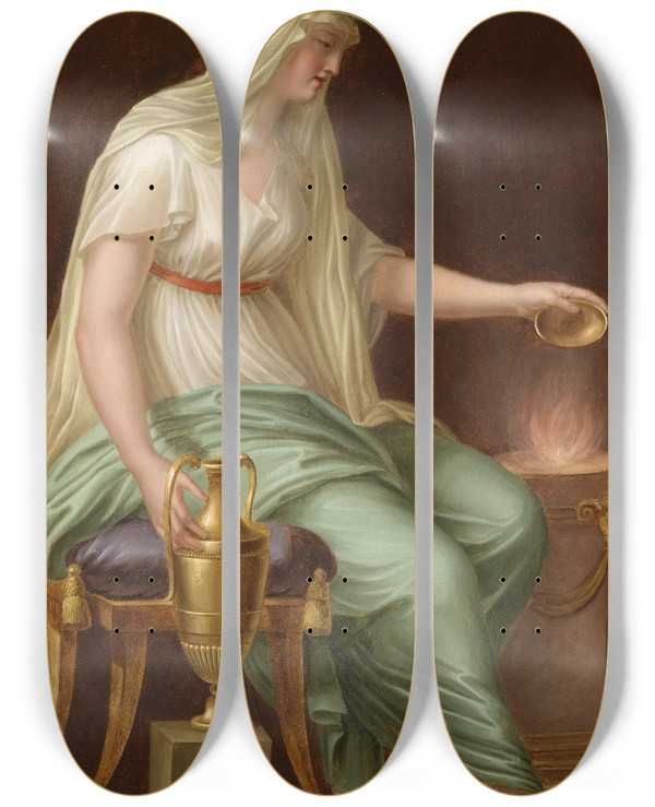 Triptych art skateboard deck of Philipp Friedrich Von Hetsch Vestalin by Philipp Friedrich Von Hetsch (1758-1838)