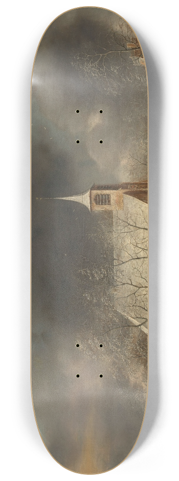 Jan Abrahamsz Beerstraaten - View of the Church of Sloten in the Winter 8.25 inch art skate deck