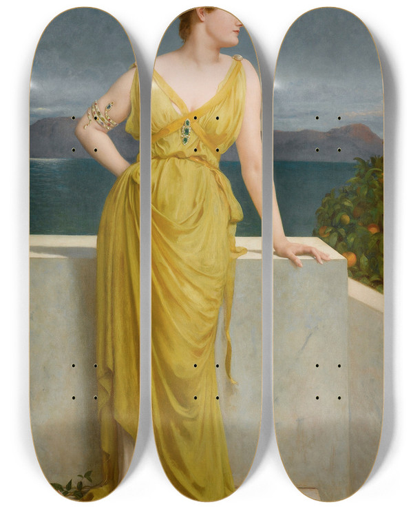 Triptych art skateboard deck of Frederick Goodall Mrs Charles Kettlewell by Frederick Goodall (1822-1904)