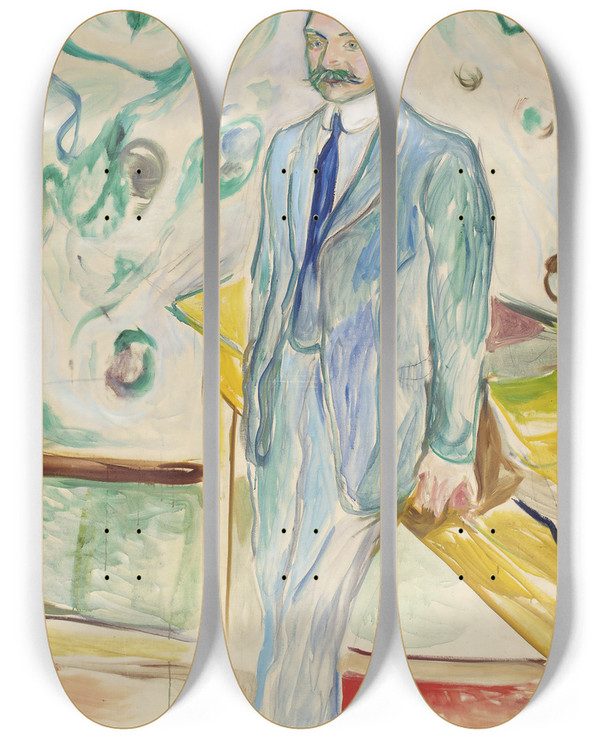 Triptych art skateboard deck of Edvard Munch Wilhelm Wartmann by Edvard Munch (1863-1944)