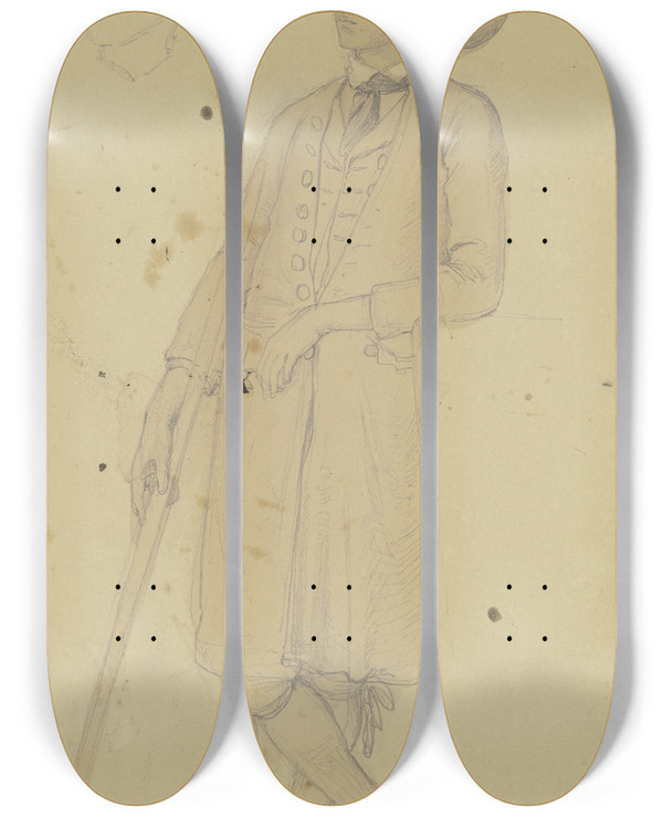 Triptych art skateboard deck of Jakob Becker Young Farmer_2 by Jakob Becker (1810-1872)
