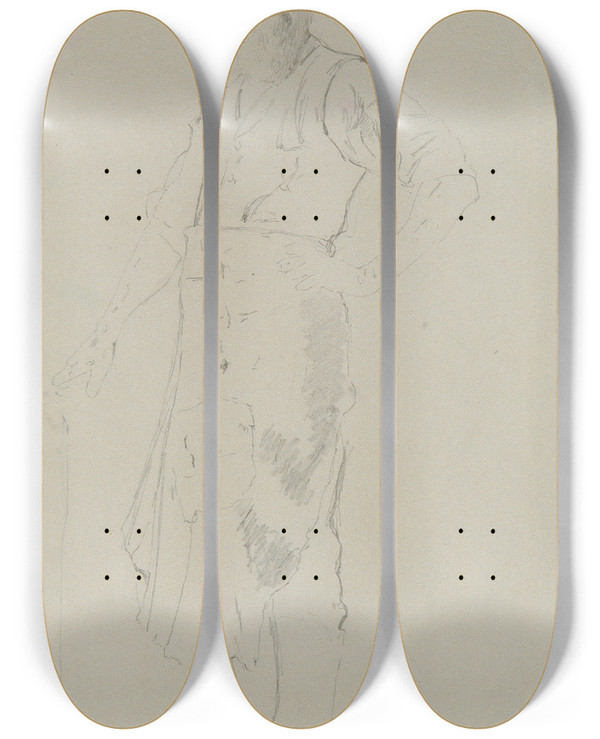 Triptych art skateboard deck of Thomas Hovenden The Village Blacksmith by Thomas Hovenden (1840-1895)