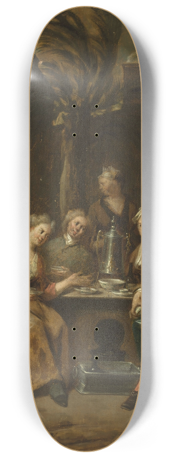 Jan Baptist Lambrechts - Company at the table 8.25 inch art skate deck