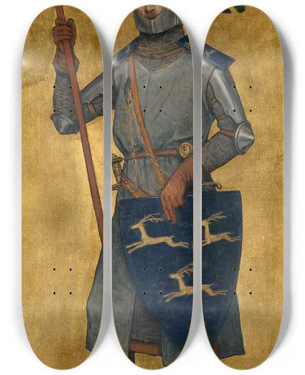 Triptych art skateboard deck of Albert Frans Lieven De Vriendt Jan Borluut by Albert Frans Lieven De Vriendt (1843-1900)