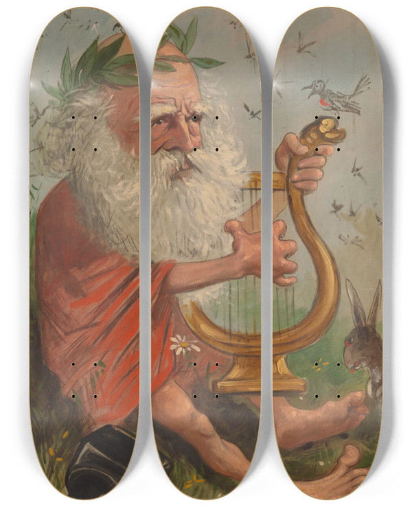 Triptych art skateboard deck of Thomas Nast William Cullen Bryant by Thomas Nast (1840-1902)