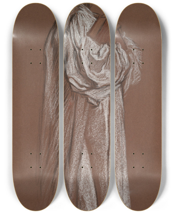 Triptych art skateboard deck of Edwin Austin Abbey Figure For Trial Ofcatherine by Edwin Austin Abbey (1852-1911)