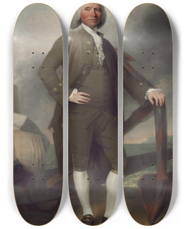 Triptych art skateboard deck of John Trumbull Patrick Tracy by John Trumbull (1756-1843)