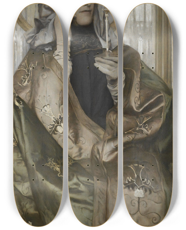 Triptych art skateboard deck of Fernand Khnopff Incense by Fernand Khnopff (1858-1921)