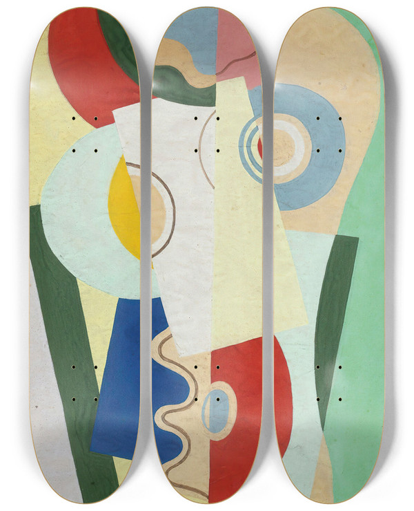 Triptych art skateboard deck of Georges Valmier Bouquet De Fleurs by Georges Valmier (1885-1937)