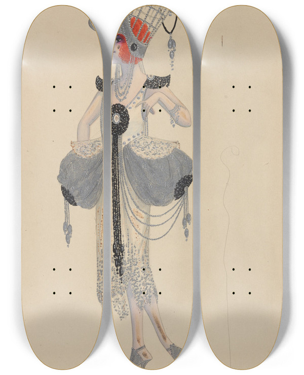 Triptych art skateboard deck of Will R Barnes Ladyinwaiting_9 by Will R Barnes (1939)