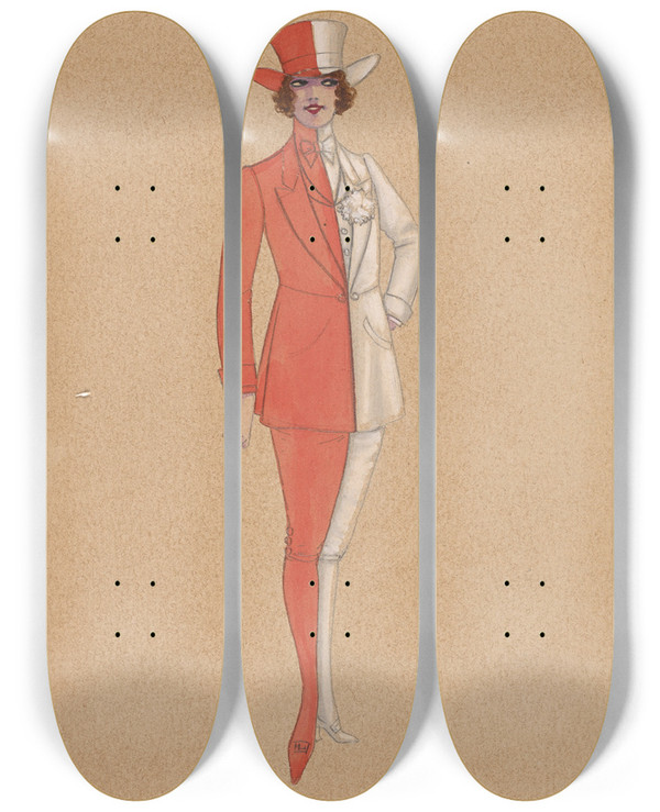 Triptych art skateboard deck of Will R Barnes Untitled_13 by Will R Barnes (1939)