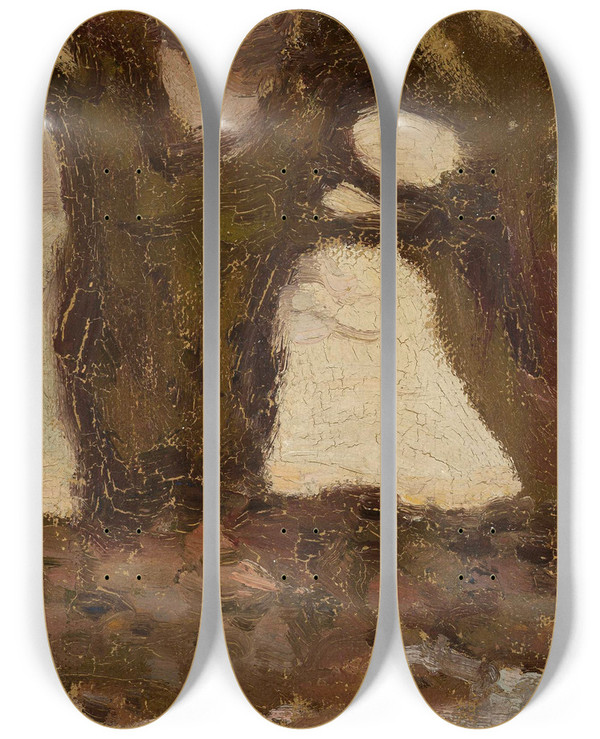 Triptych art skateboard deck of Witold Wojtkiewicz Willows by Witold Wojtkiewicz (1879-1909)