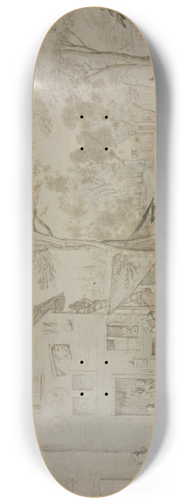 Jan Brueghel The Elder - Dorfansicht mit der Heiligen Familie auf der Flucht nach gypten 8.25 inch art skate deck