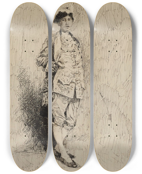 Triptych art skateboard deck of Robert Frederick Blum Mr G Mclaughlin by Robert Frederick Blum (1857-1903)