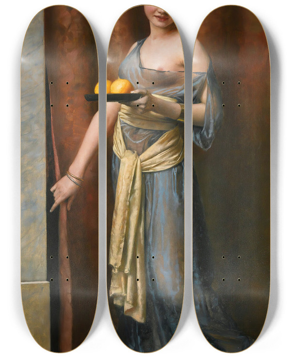 Triptych art skateboard deck of Max Nonnenbruch The Favorite by Max Nonnenbruch (1857-1922)