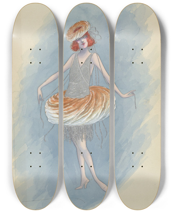 Triptych art skateboard deck of Will R Barnes Cinnamon Kisses by Will R Barnes (1939)