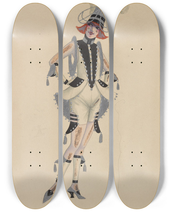 Triptych art skateboard deck of Will R Barnes Pages by Will R Barnes (1939)