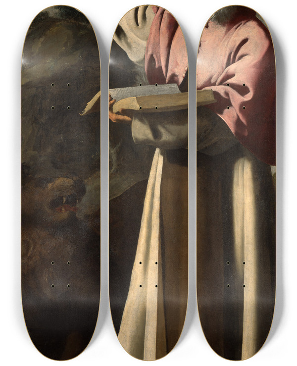 Triptych art skateboard deck of Francisco De Zurbarn Saint Jerome by Francisco de Zurbarn (1598-1664)