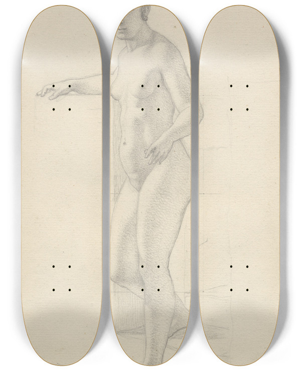 Triptych art skateboard deck of Christoffer Wilhelm Eckersberg Stende Kvindelig Model by Christoffer Wilhelm Eckersberg (1783-1853)