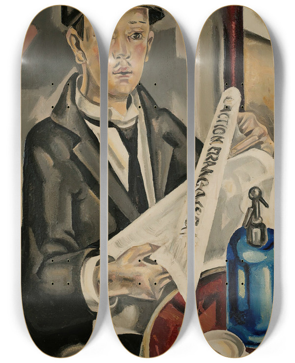 Triptych art skateboard deck of Mara Blanchard Le Camelot Du Roy by Maria Blanchard (1881-1932)