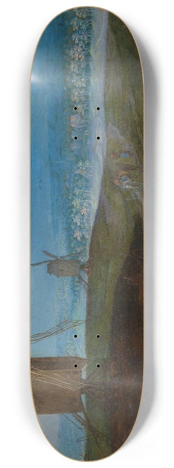 Jan Brueghel the Younger - An extensive landscape with travelers before a windmill 8.25 inch art skate deck