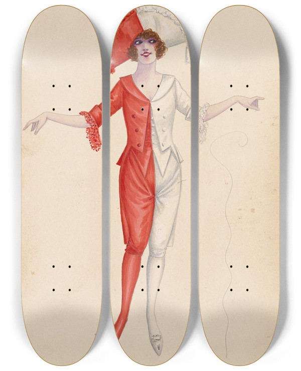 Triptych art skateboard deck of Will R Barnes Untitled_11 by Will R Barnes (1939)