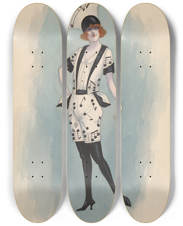 Triptych art skateboard deck of Will R Barnes Melodylandboys by Will R Barnes (1939)