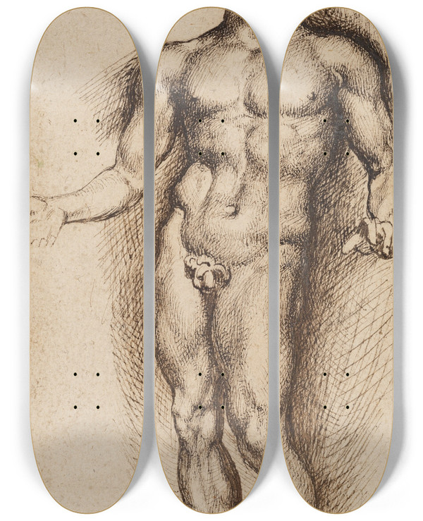 Triptych art skateboard deck of Anthony Van Dyck Mercury_2 by Anthony Van Dyck (1599-1641)