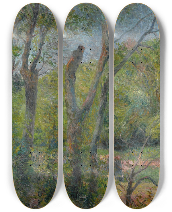Triptych art skateboard deck of Paul Gauguin Les Saules by Paul Gauguin (1848-1903)