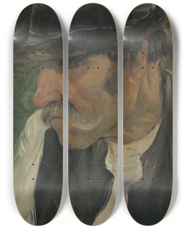 Triptych art skateboard deck of Jozef Hanula Old by Jozef Hanula (1863-1944)
