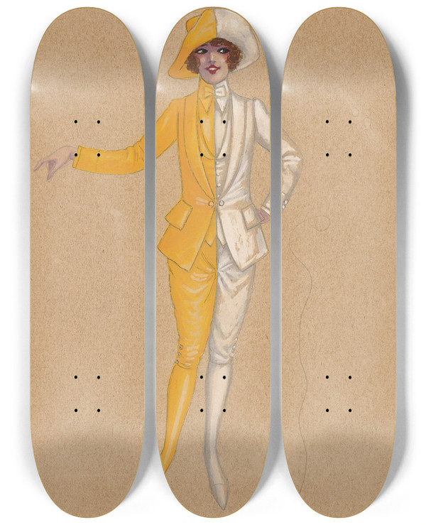 Triptych art skateboard deck of Will R Barnes Yellow Boys by Will R Barnes (1939)