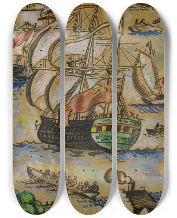 Triptych art skateboard deck of Reginald Marsh Newamsterdam_2 by Reginald Marsh (1898-1954)