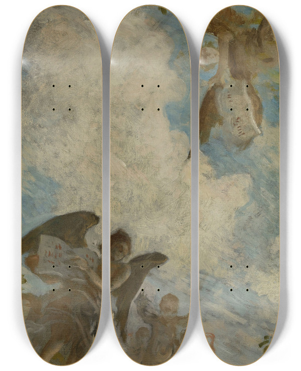 Triptych art skateboard deck of Henry Lerolle Gnie Des Lettres by Henry Lerolle (1848-1929)