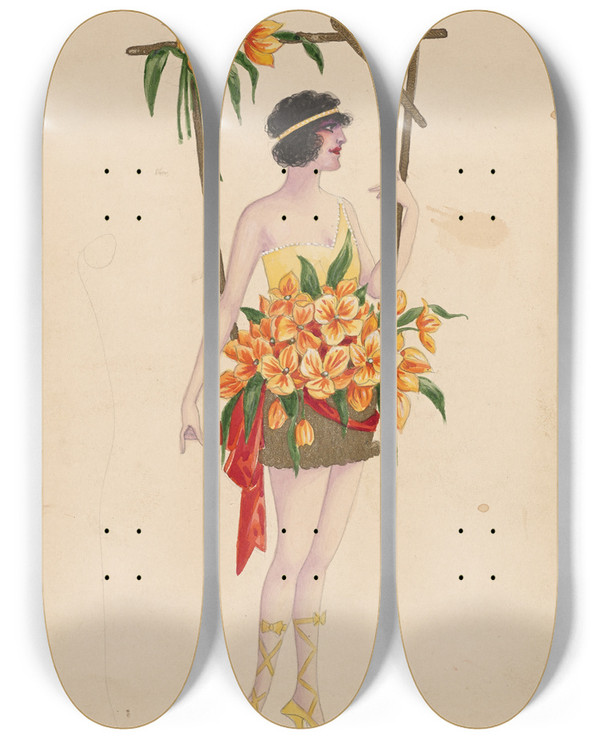 Triptych art skateboard deck of Will R Barnes 24Tulips by Will R Barnes (1939)