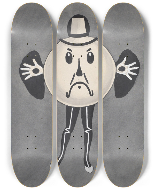 Triptych art skateboard deck of Will R Barnes Front Of Bad Days by Will R Barnes (1939)