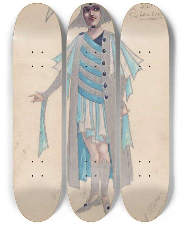 Triptych art skateboard deck of Will R Barnes Imagination_2 by Will R Barnes (1939)