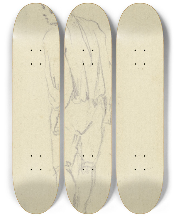 Triptych art skateboard deck of Daniel Nikolaus Chodowiecki Zurckblickender Junger Mann Mit Zipfelmtze by Daniel Nikolaus Chodowiecki (1726-1801)