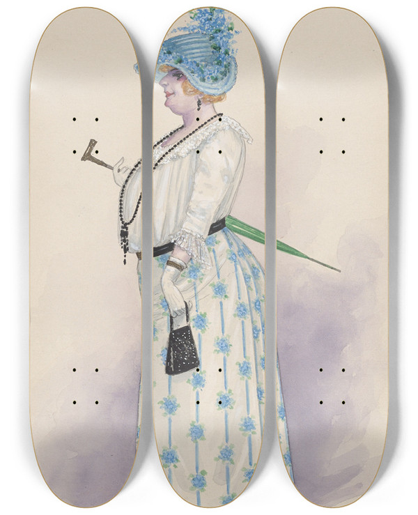 Triptych art skateboard deck of Will R Barnes Society by Will R Barnes (1939)