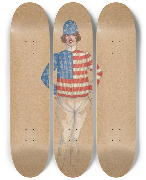 Triptych art skateboard deck of Will R Barnes 1Usa by Will R Barnes (1939)